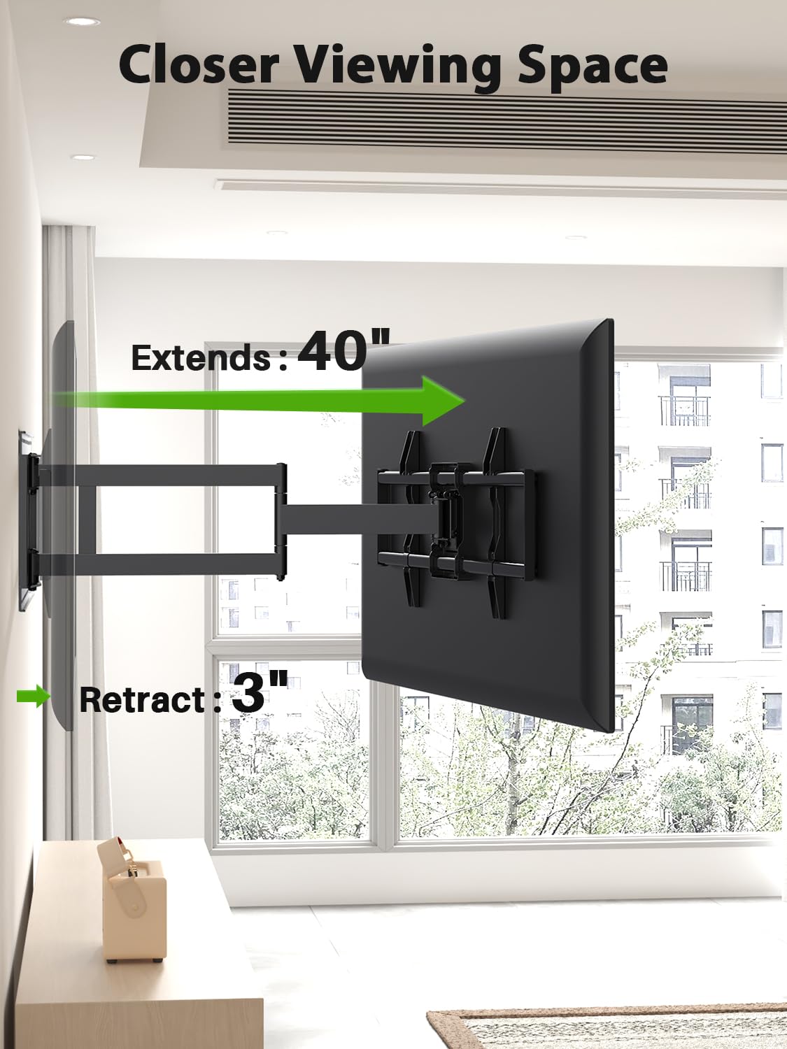 USX Mount Long Arm TV Wall Mount for Most 42-95 inch TV 40 Inch Extension Full Motion TV Mount?Pre-Assembled Wall Mount with Swivel and Tilt Up