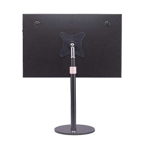 FeeLazy Portable Monitor Stand with VESA Mount 3inch Bracket Tilt Ball Joint Telescopic Pole and Metal Disk Base Portable Monitor Mount with 75mm VESA