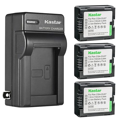 Kastar 3-Pack Battery and AC Wall Charger Replacement for Panasonic VDR-D220, VDR-D230, VDR-D250, VDR-D258, VDR-D300, VDR-D308, VDR-D310, VDR-D400