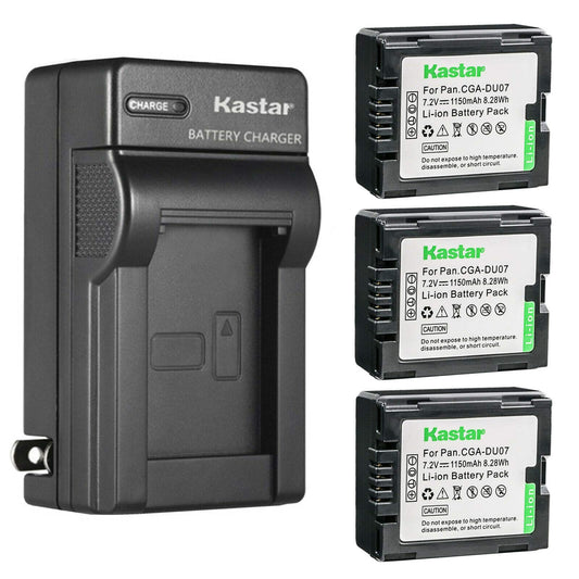Kastar 3-Pack Battery and AC Wall Charger Replacement for Panasonic VDR-D220, VDR-D230, VDR-D250, VDR-D258, VDR-D300, VDR-D308, VDR-D310, VDR-D400