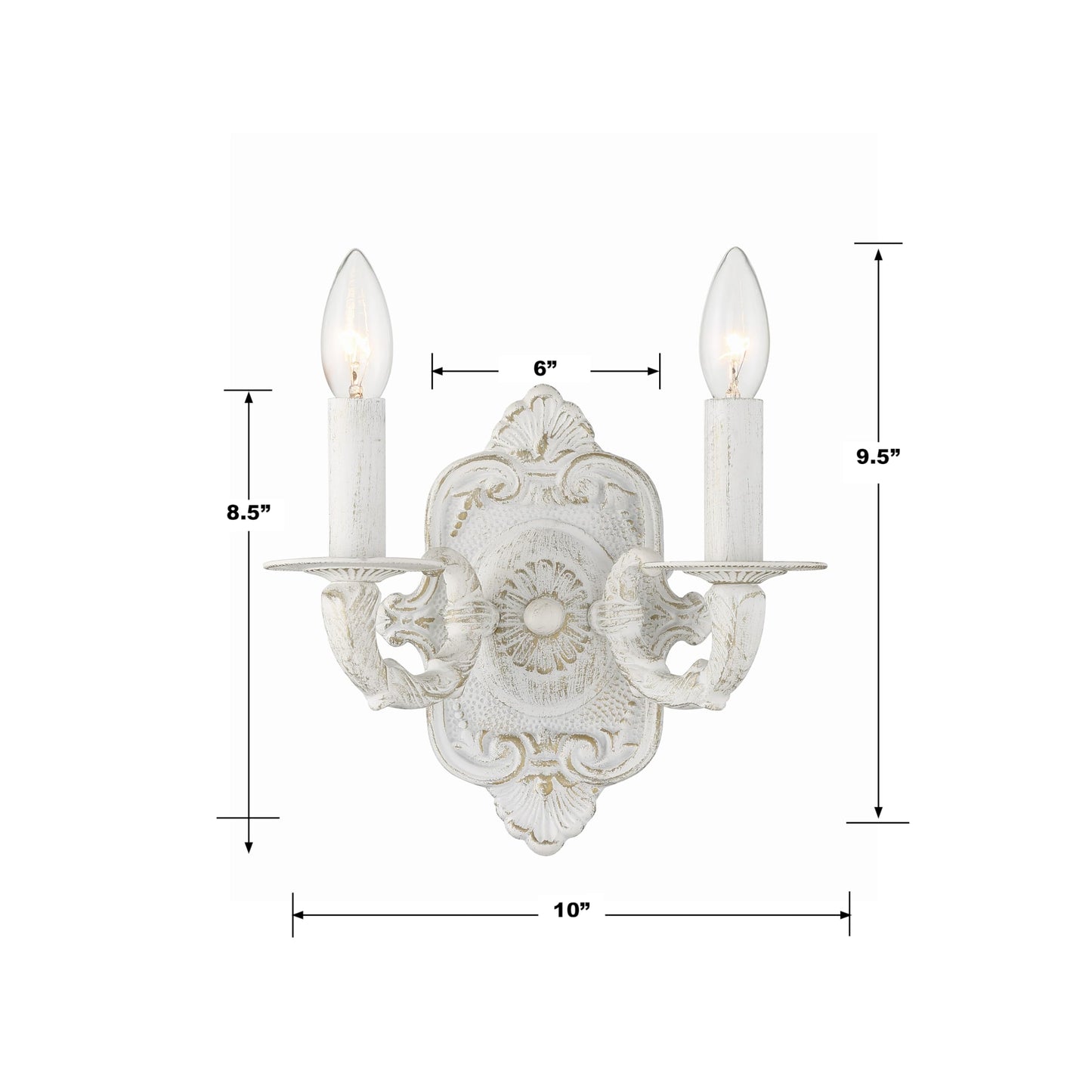 Crystorama Paris Market 10'' Antique White Sconce