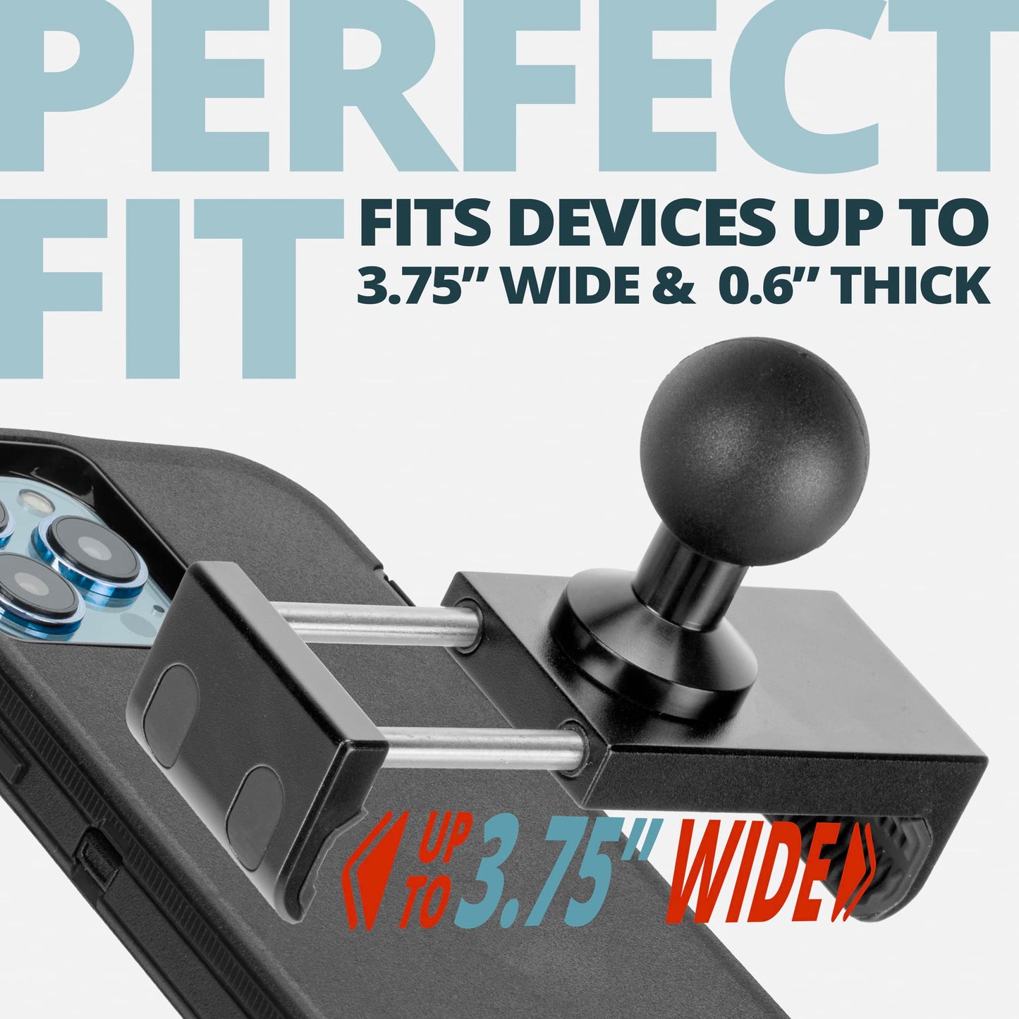 Tackform Enduro 25LITE Phone Holder - Spring Tension Optimized for in Vehicle Use, Truck and Fleet, Rock Crawling | 1" / B-Sized / 25.4mm Rubber Ball