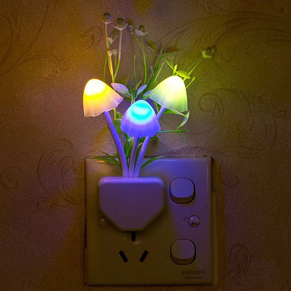 AUSAYE 4Pack Sensor LED Plug in Night Light for Adults Kids , Color Changing Cute Mushroom Flower Wall Lamp