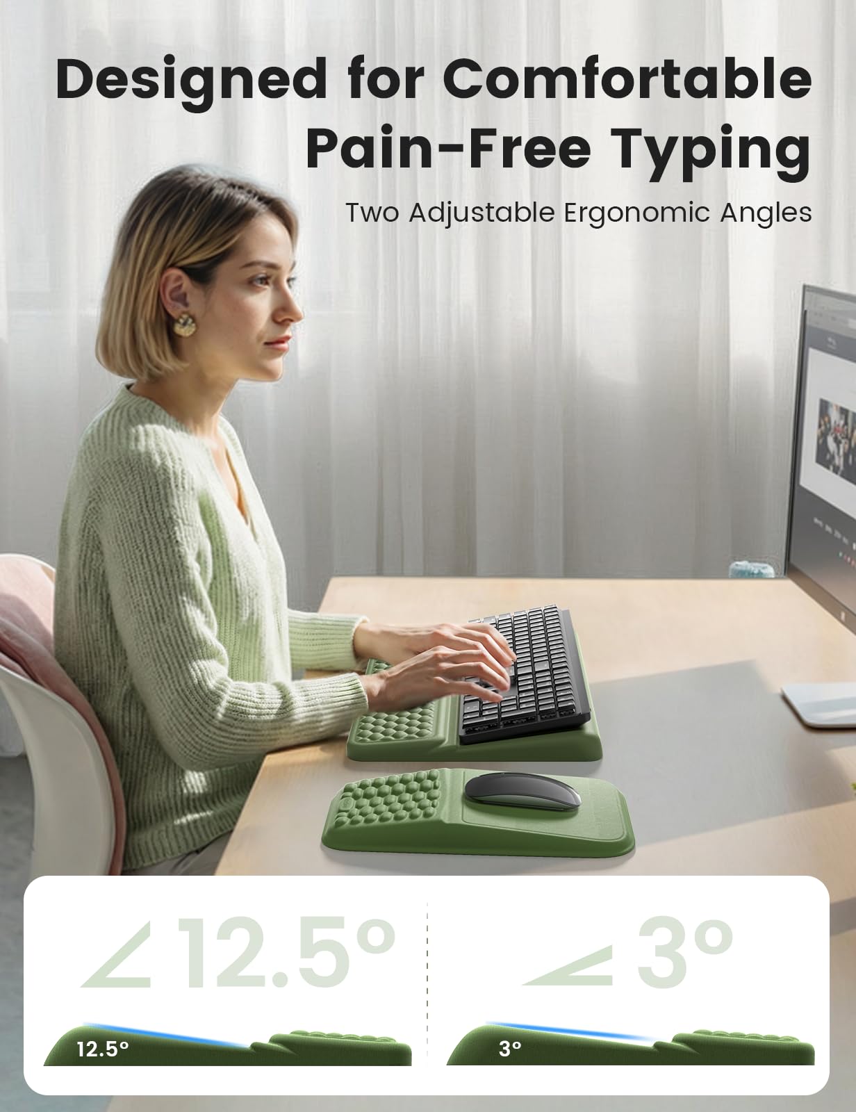 Vaydeer Keyboard Stand and Mouse Pad Set with Wrist Rest, Soft Memory Foam Wrist Support, Ergonomic Wrist Cushion for Desk, Relieves Carpal Tunnel