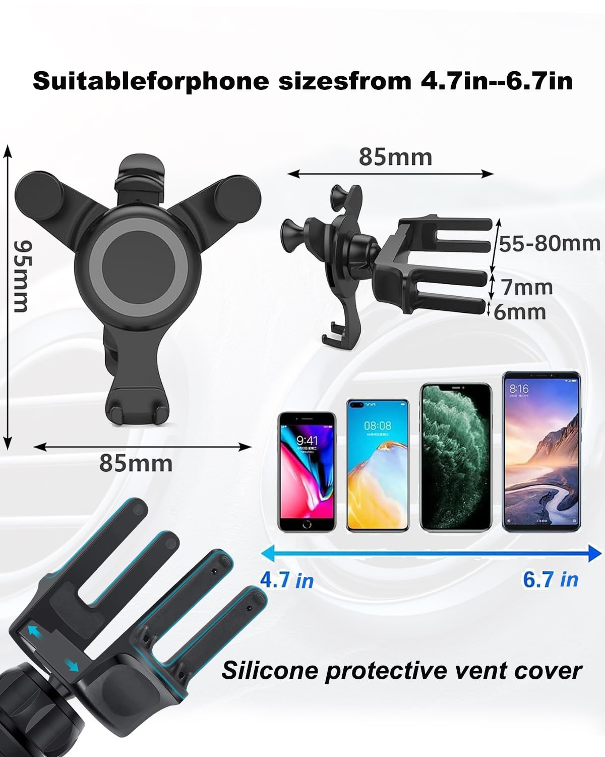 dlfcizlsl Car Phone Mount for Jeep Wrangler JL JLU & Gladiator JT (2018-2024), Dedicated Round Air Vent Cell Phone Holder, Fit for iPhone 17 16 15 14