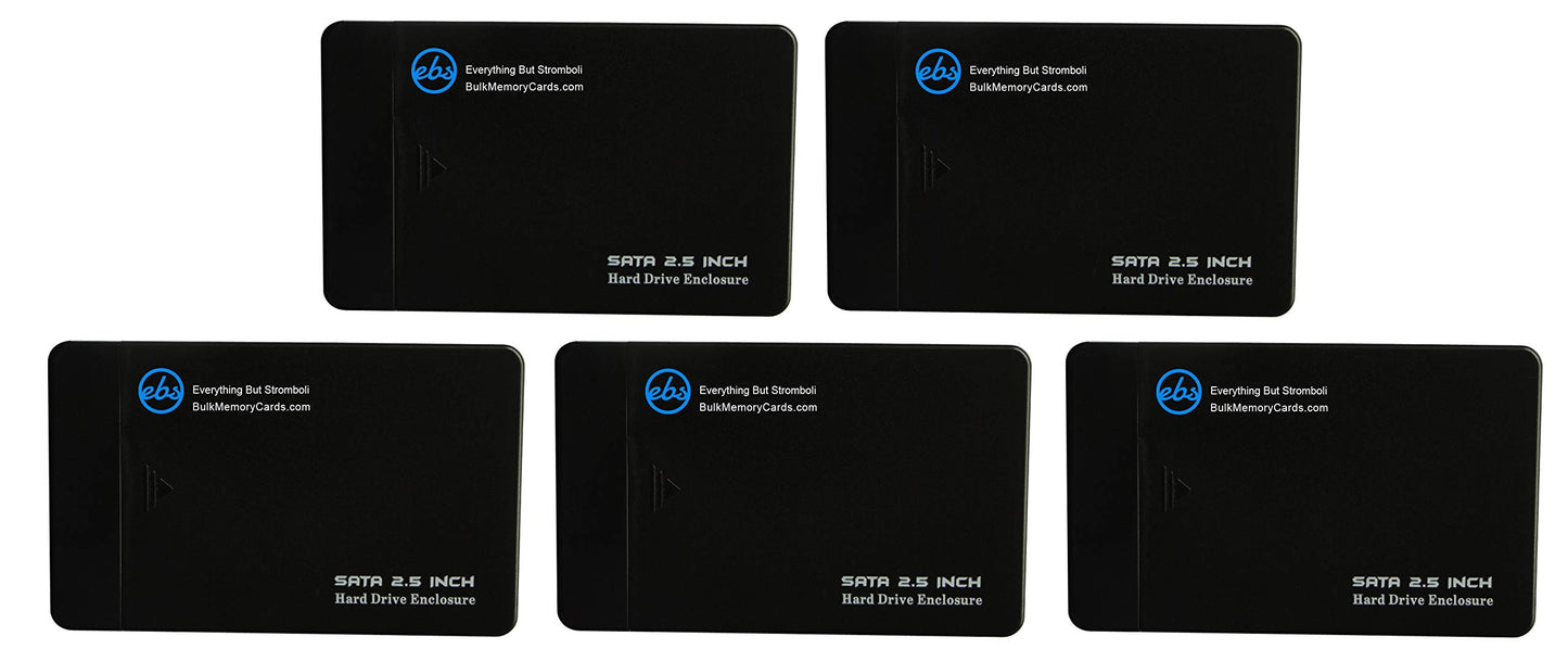 Everything But Stromboli SSD Enclosure Case for SATA 2.5" Hard Drive/Solid State Drive (5 Pack) USB 3.0 Cable, Tool Free Type, Works with Samsung