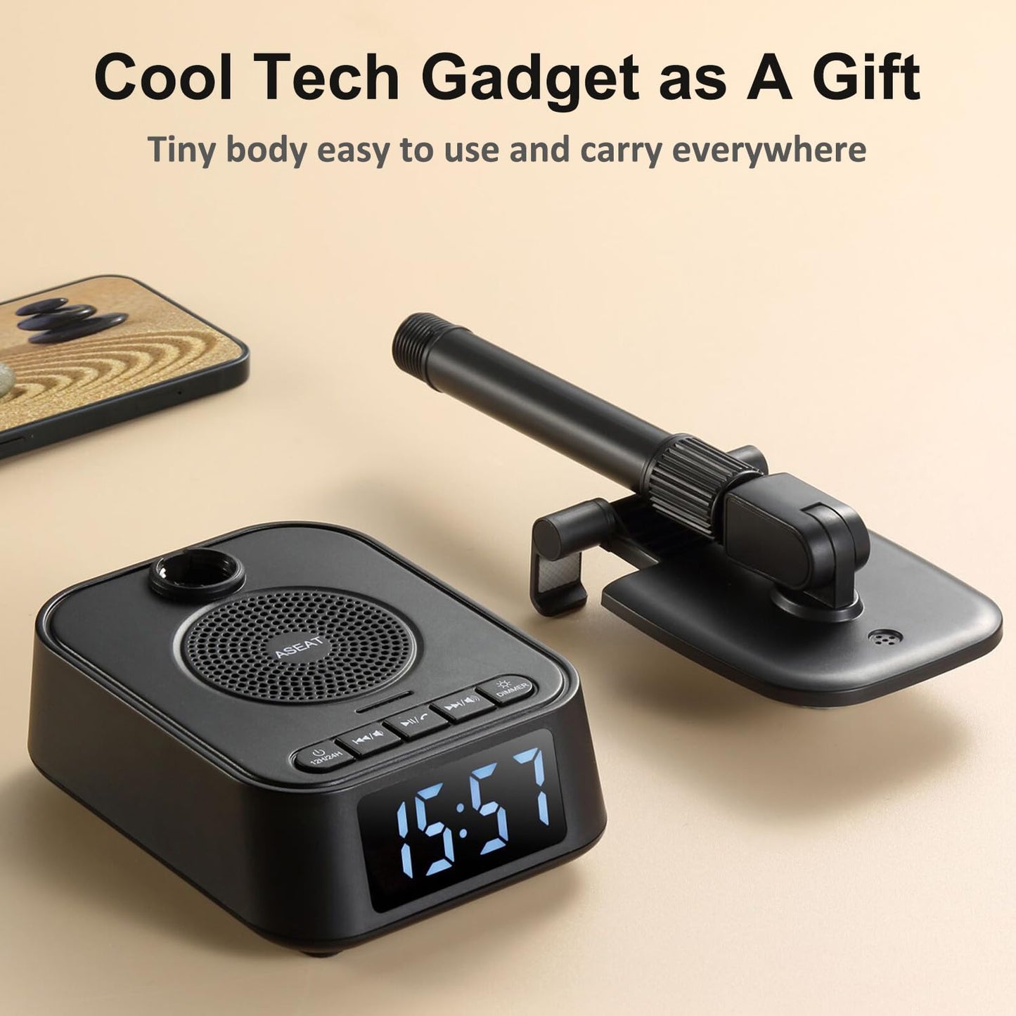 ASEAT Gifts for Men Women, Adjustable Phone Stand Bluetooth Speaker, Birthday Gifts Him Husband, Phone Holder for Kitchen Desk Bedroom, Cool Tech