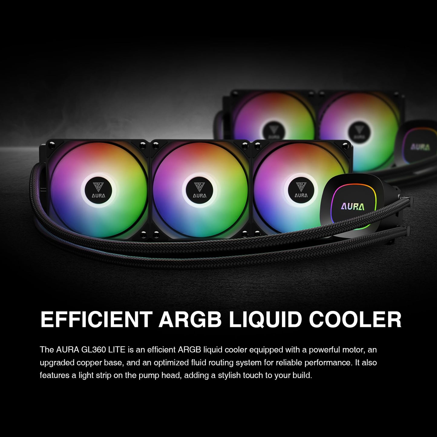 GAMDIAS 360mm AIO CPU Cooler, ARGB Liquid Cooler with 3×120mm PWM Fans Up to 73.7CFM, All-in-One Water Cooling CPU Cooler for Intel