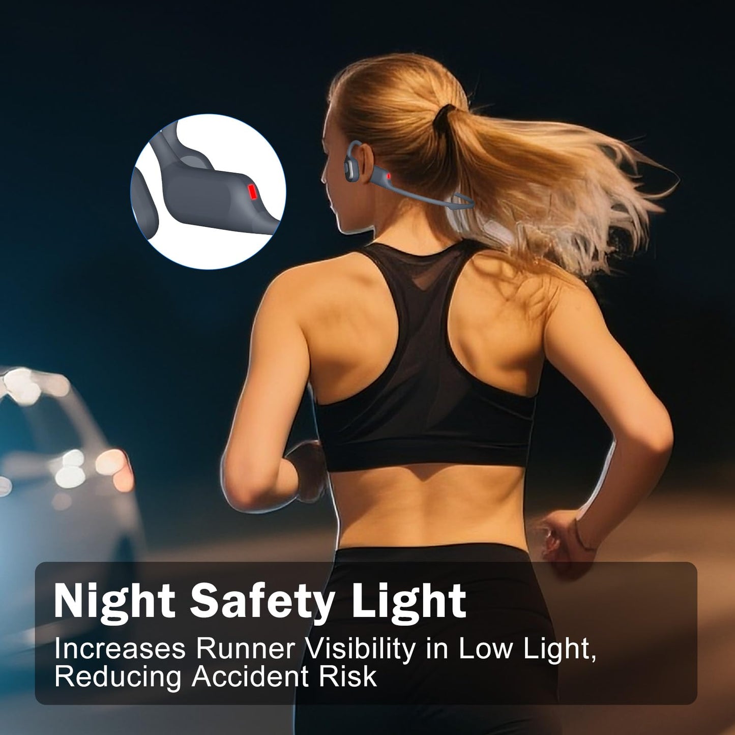 Swimming Bone Conduction Headphones with Night Safety Light, IP68 Waterproof 32G MP3 Memory, Soft Silicone Underwater Headphones,Submersible Sport…