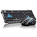 Keyboard Mouse Combos,Soke-Six Waterproof Multimedia 2.4GHz Wireless Gaming Keyboard with USB Cordless Ergonomic Mouse DPI Control For Desktop PC