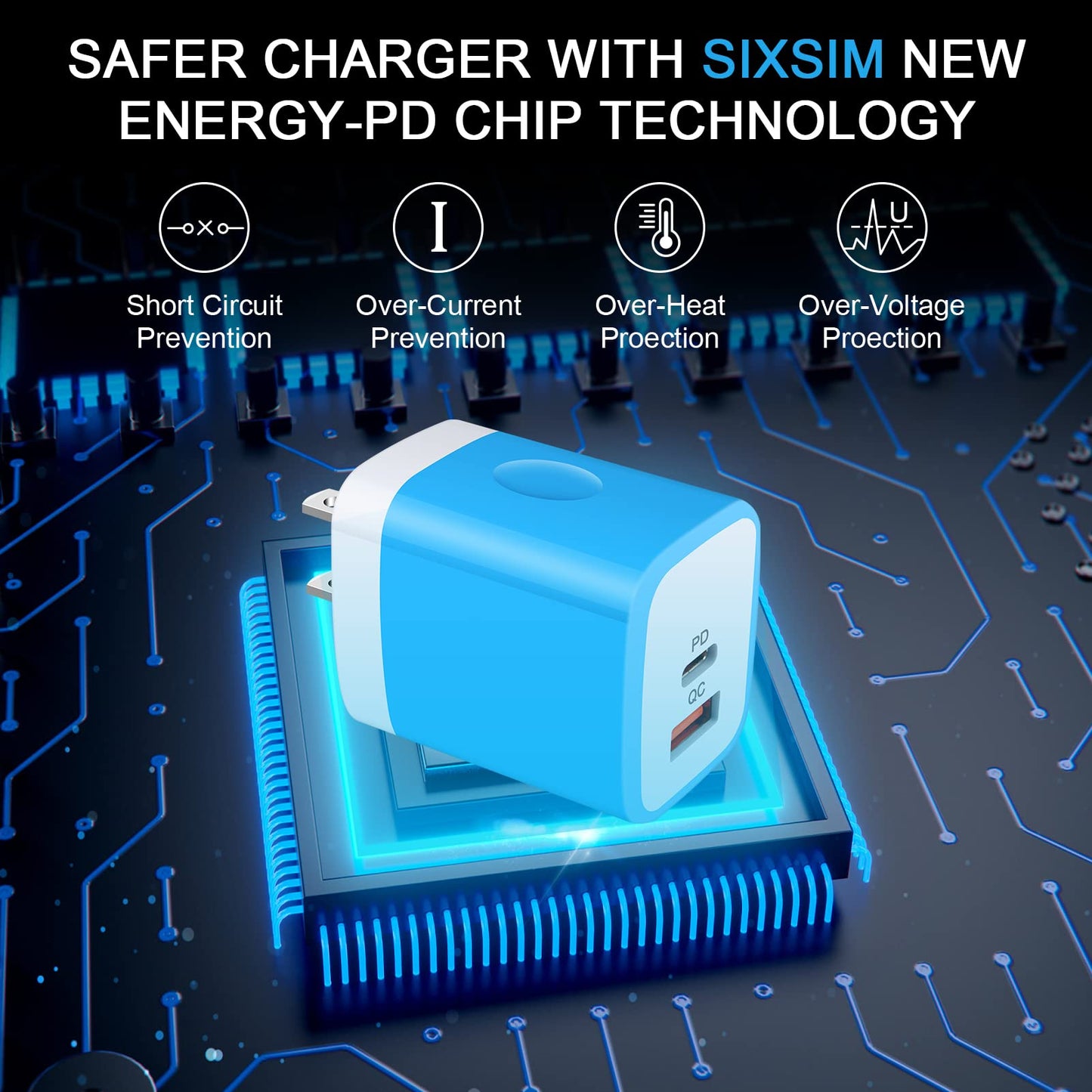 USB C Wall Charger, 2-Ports 20W USB A and USB C Charger Block [PD/QC 3.0], 3Pack USB-C Power Wall Plug Adapter Brick for iPhone 17/16/15/14/13/12/Pro