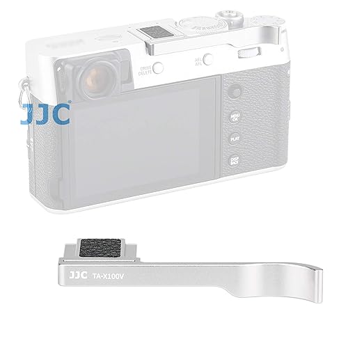 JJC TA-X100V Silver Thumbs Up Grip for Fuji X100V Camera, Hot Shoe Thumb Grip Comaptible with Fujifilm X100V X100F X-E3, Made of Premium Anodized