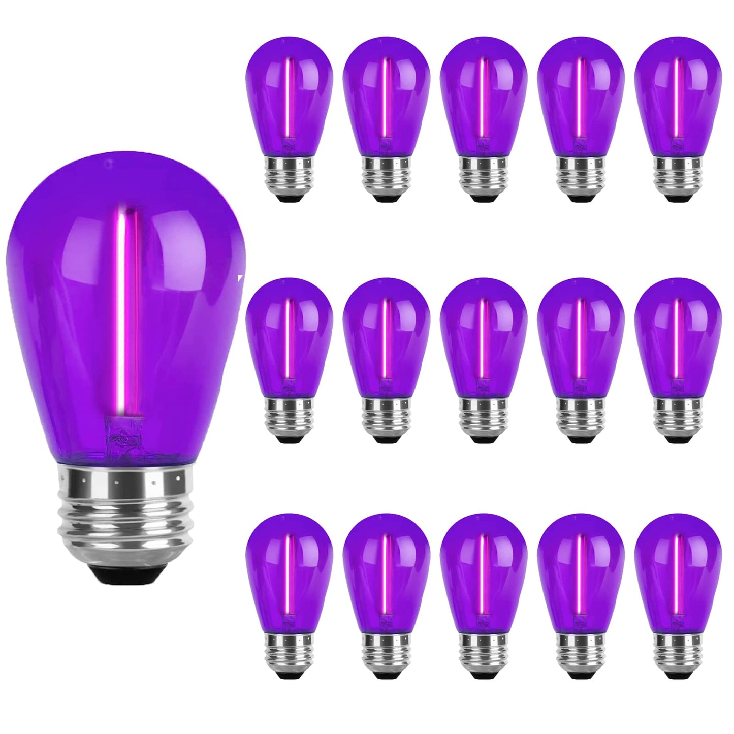 JuzizjMEFOD S14 Purple Replacement Light Bulbs 1W LED String Light Bulb Plastic Shatterproof Waterproof Decorative Purple Filament Halloween Bulbs E26