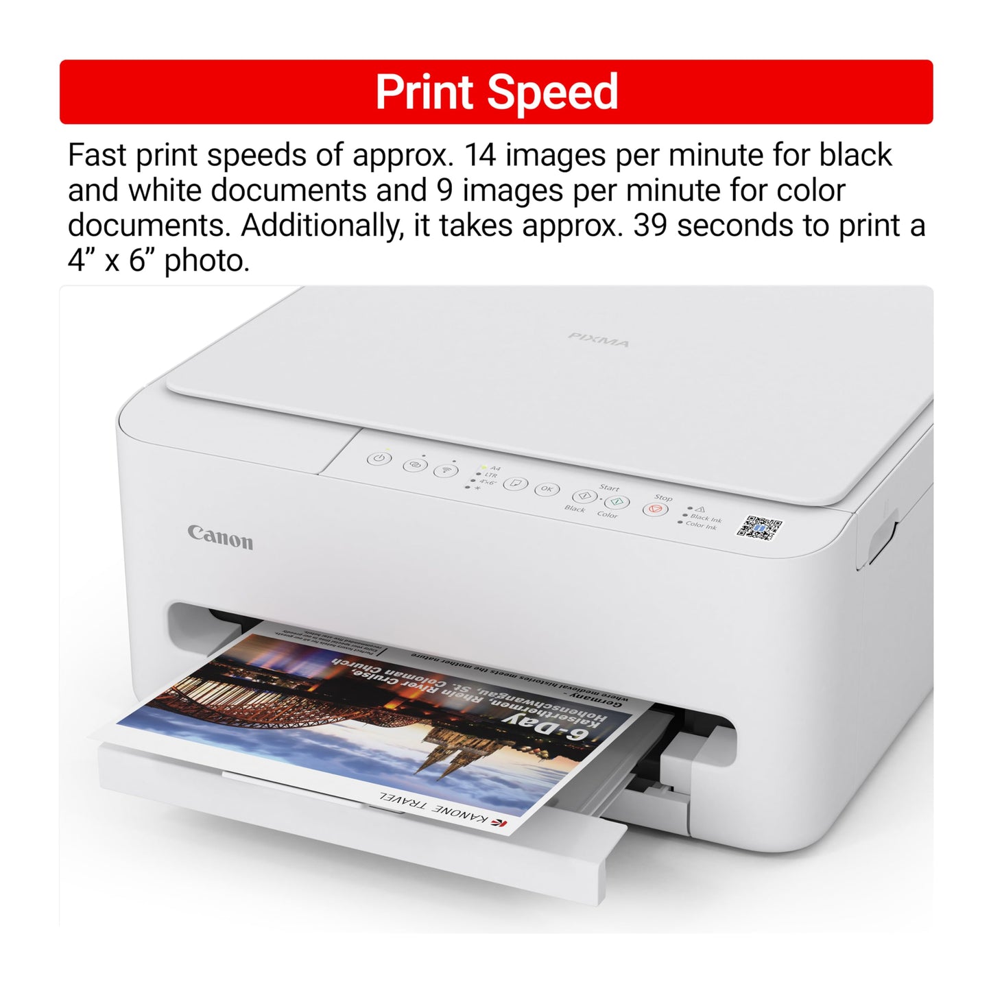 Canon PIXMA TS4320 Wireless Color Inkjet Printer for Duplex Printing, White - Cost Efficient Home Printer with Copier/Scanner, Compact Design, Easy