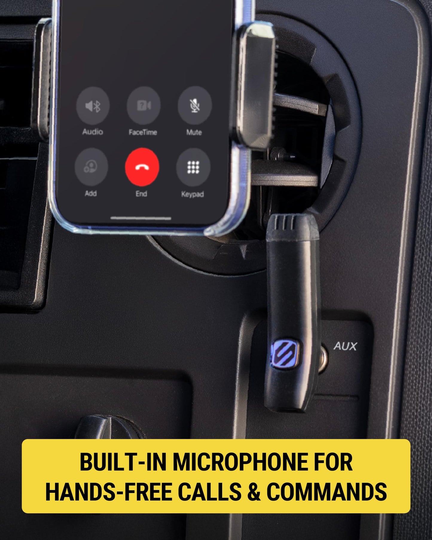 Scosche BTAXS3 Hands-Free Audio Kit, Bluetooth Receiver for Car Stereo with Noise Cancellation, 3.5mm AUX Bluetooth Adapter for Car Radio, Compatible