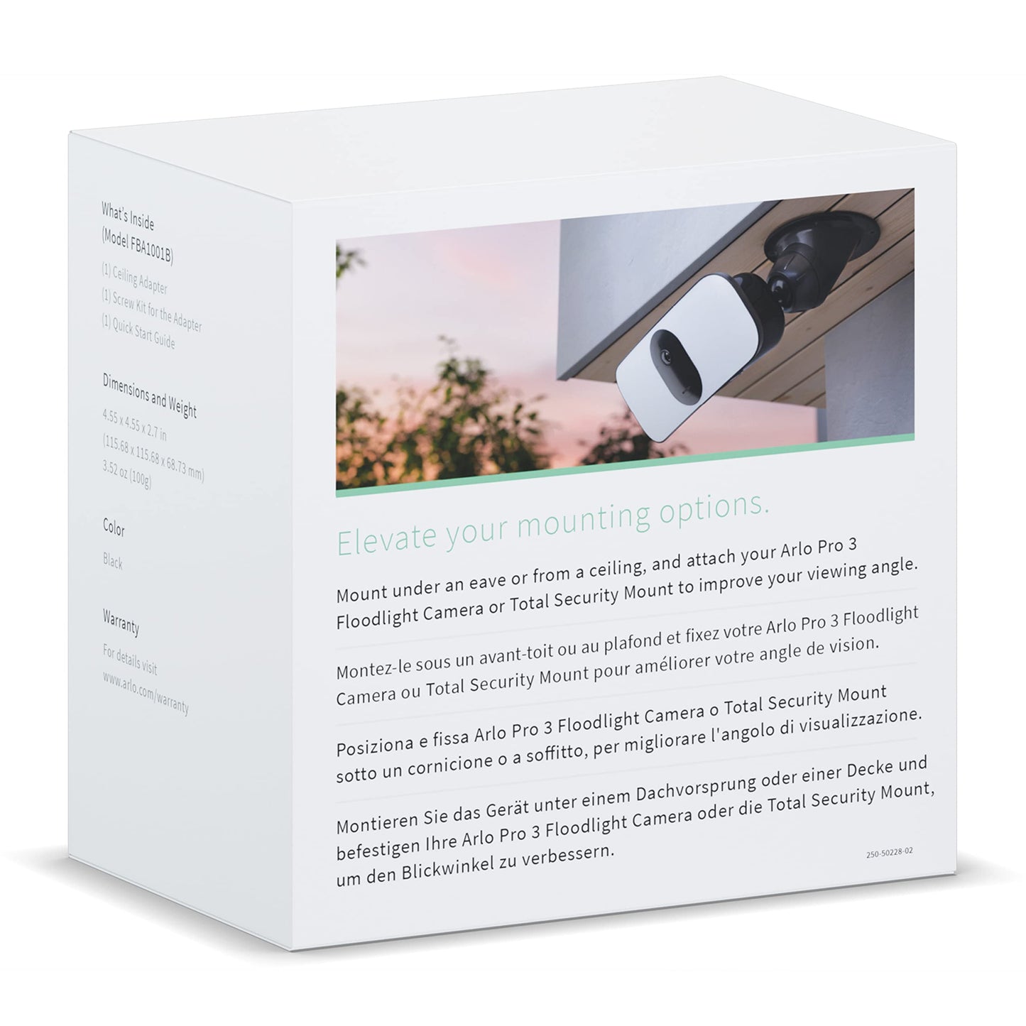 Arlo Certified Accessory - Ceiling Adapter - Mount Under an Eave or from a Ceiling, Compatible with Arlo Pro 3 Floodlight or Total Security Mount