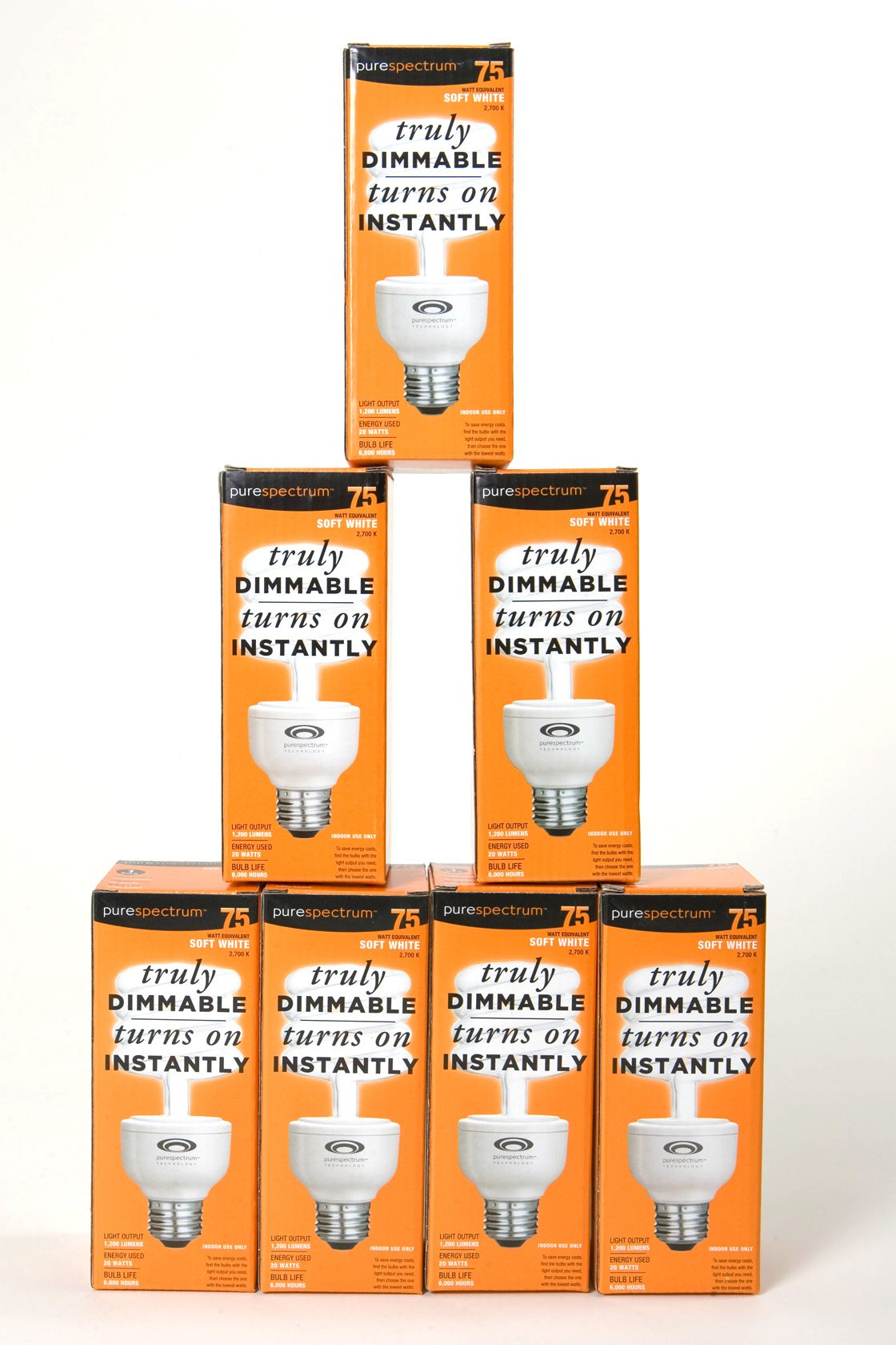 PureSpectrum 20W Fully Dimmable Spiral CFL (Case of 30) 2700K 6000 Hours (75W Equivalent)
