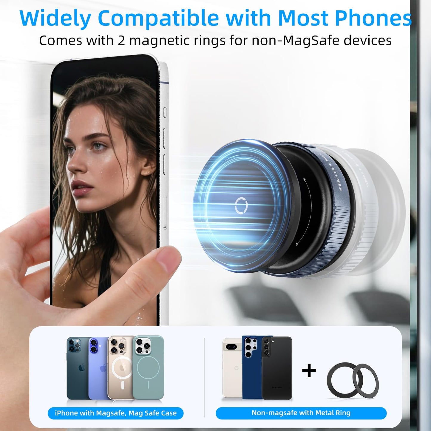 volport 360°Adjustable Vacuum Magnetic Phone Holder, Removable Reusable Suction Cup Cell Phone Mount for Magsafe iPhone Use in Mirror Bathroom Wall