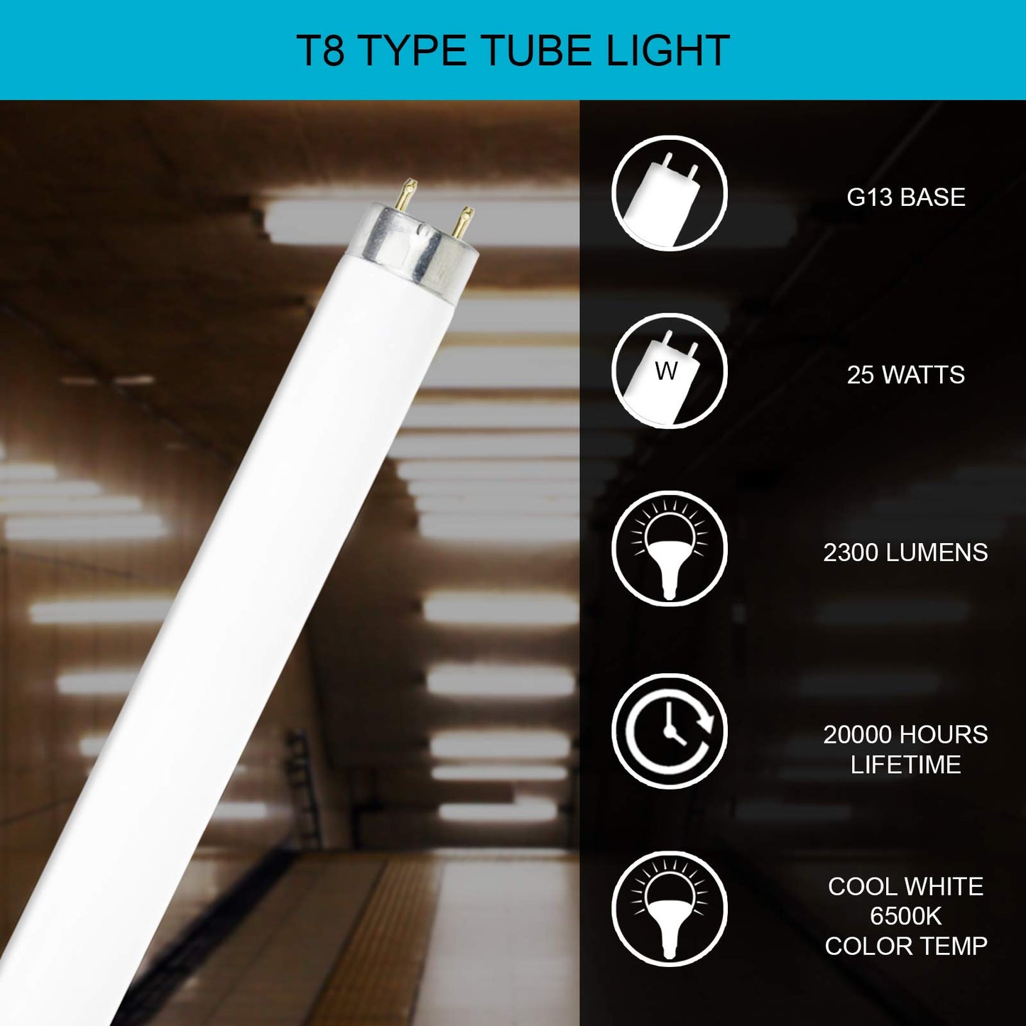 Dysmio Lighting F25T8-DL 25-Watt - 36 Inch T8 Straight Tube, Medium Bi-Pin Base, 6500K - Daylight - Pack of 8