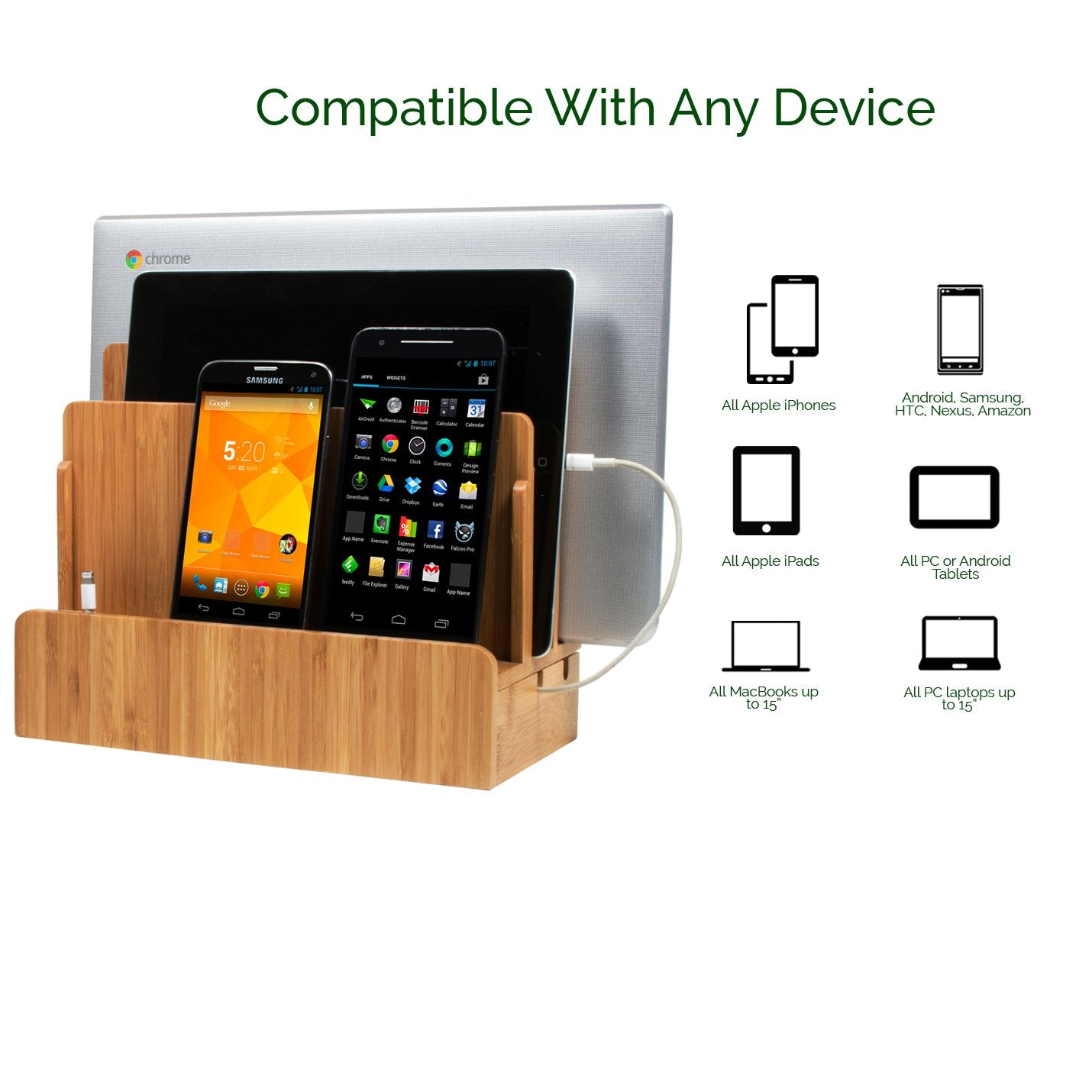 Great Useful Stuff G.U.S. Multi-Device Charging Station Dock & Organizer - Multiple Finishes Available. for Laptops, Tablets, and Phones - Strong