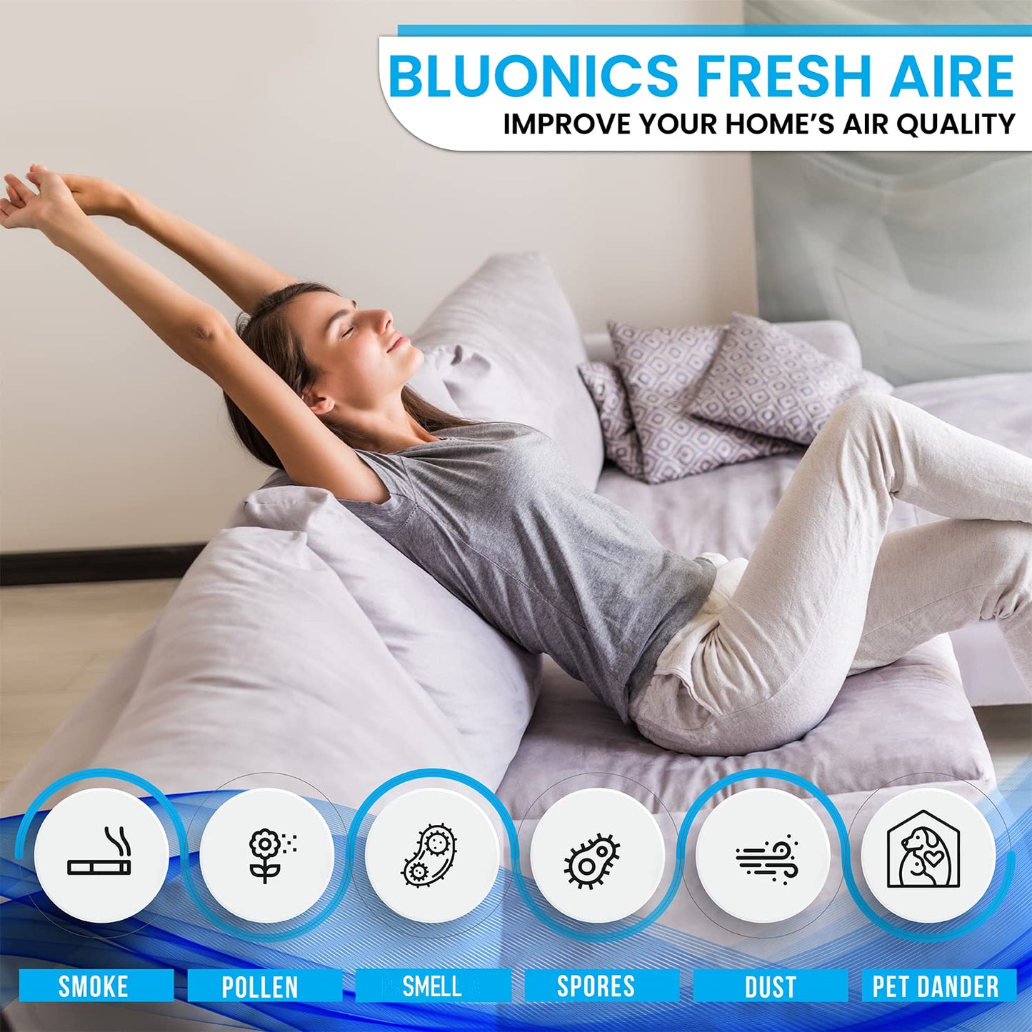 Bluonics Fresh Aire 3-Pack Water Air Washer, Water-Based Air Revitalizer & Room Freshener with 4 Fragrance Bottles, 7-Color LED Night Light