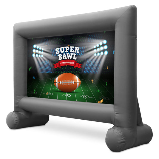 14 Feet Inflatable Outdoor and Indoor Theater Projector Screen with Built-in Blower - Includes Tie-Downs and Storage Bag - Supports Front and Rear