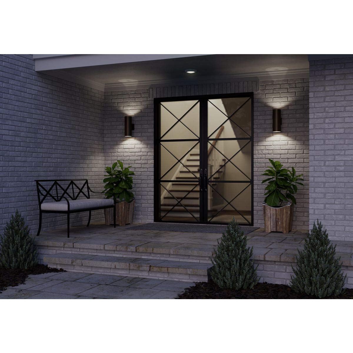 Progress Lighting 5-Inch Cylinder Outdoor LED Wall Sconce, 2-Light Modern Wall Mount LED Up and Down Lights, Interior and Exterior Lighting for Home