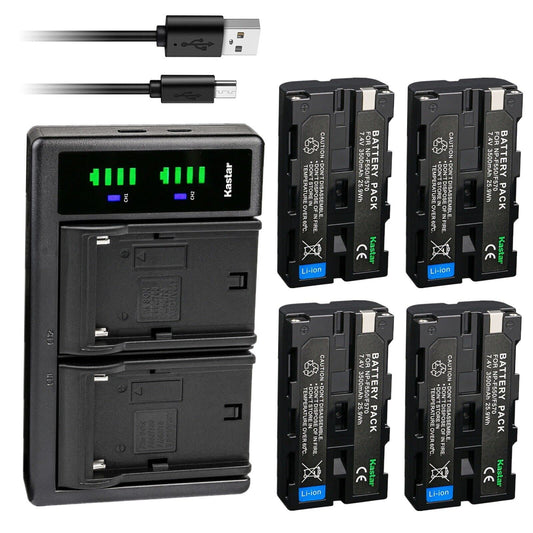 Kastar 4-Pack NP-F580 Battery 7.4V 3500mAh and LTD2 USB Charger Replacement for L Series NP-F530 NP-F550 NP-F570 NP-F750 NP-F770 NP-F930 NP-F950
