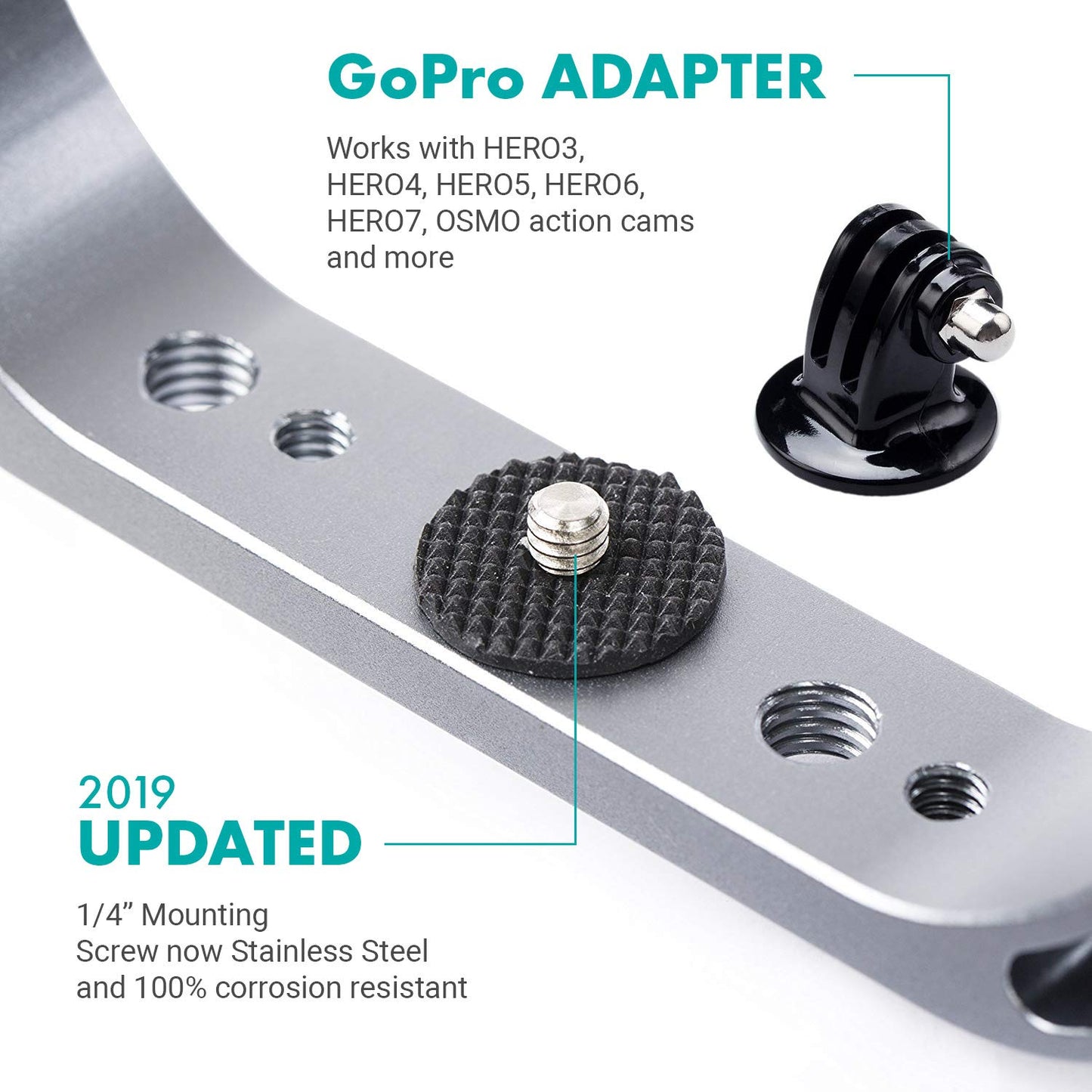 Movo GB-U70 Underwater Diving Rig for GoPro Hero with Cold Shoe Mounts, Wrist Strap - Works with HERO3, HERO4, HERO5, HERO6, HERO7, HERO8, Osmo Action