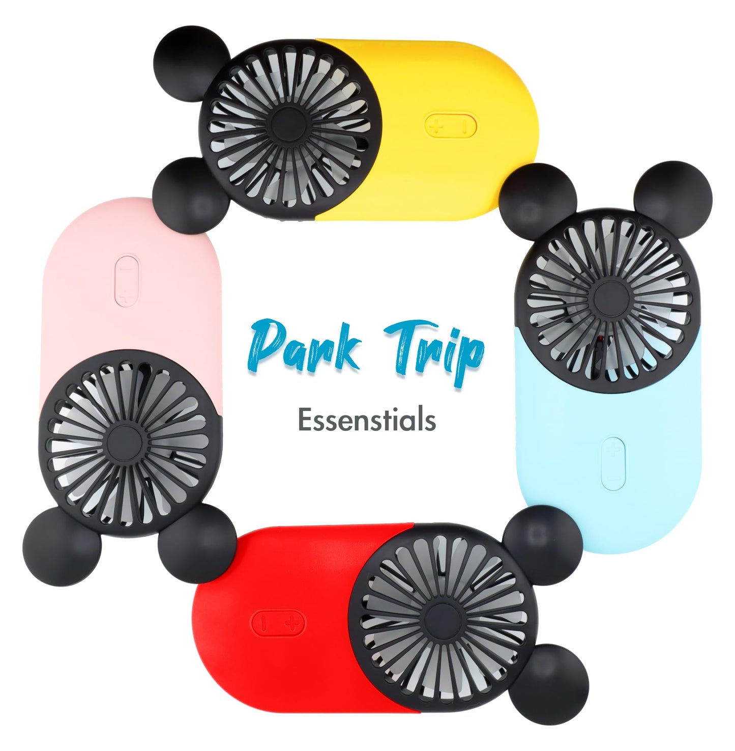 DecoLife Cute Mouse Mini Fan, Handheld/Neck Portable Personal Fan(Pink)