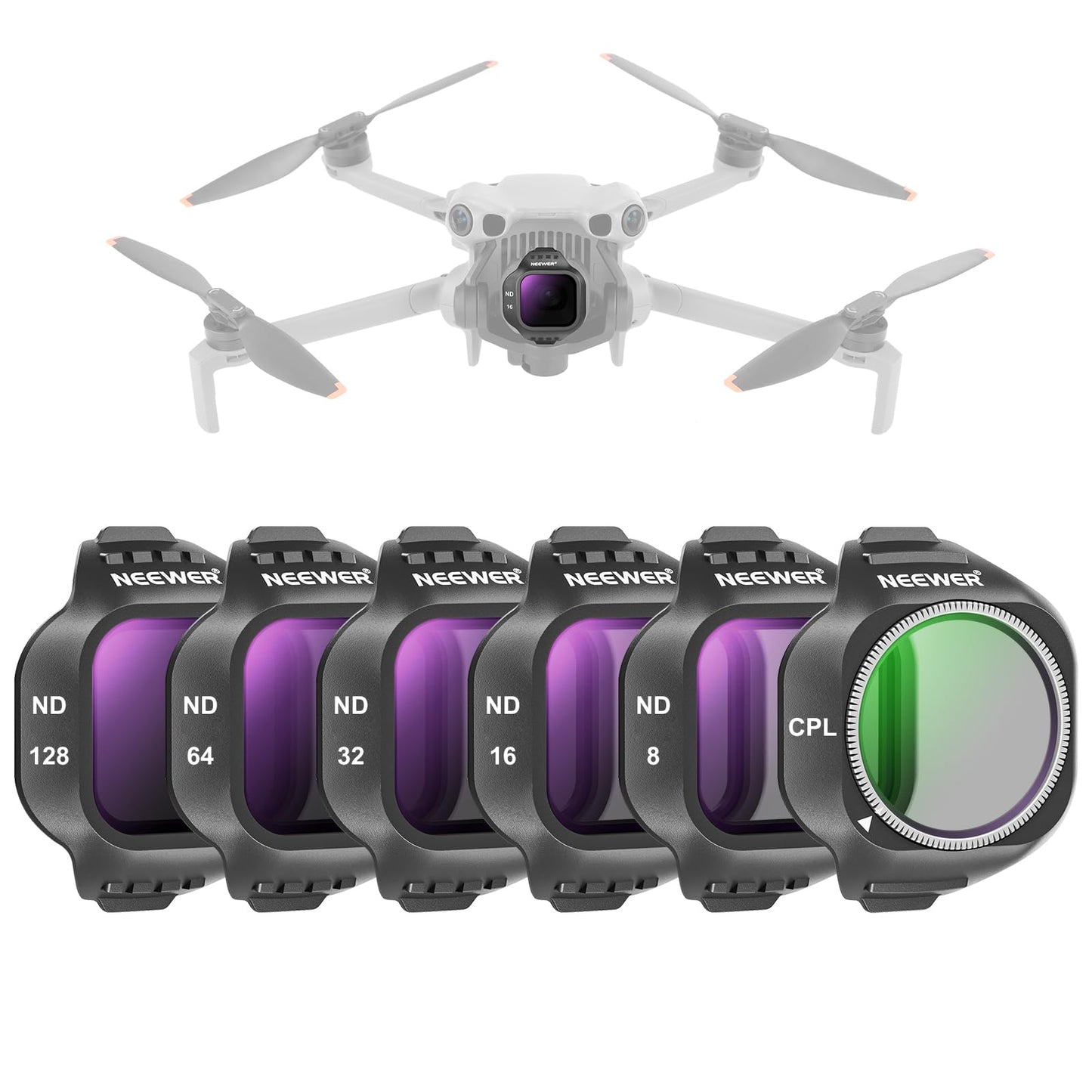 NEEWER CPL ND Filter Set Compatible with DJI Mini 5 Pro (CPL/ND8/ND16/ND32/ND64/ND128), Snap On Circular Polarizing Polarizer Neutral Density Lens