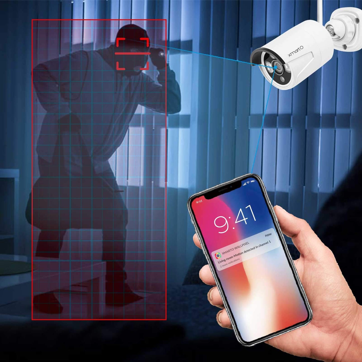 xmartO WB2024-W 2K 3MP Super HD WiFi Home Security Camera with Built-in Microphone (add-on Camera with 3.6mm Lens?Pack of 2, Requires 5MP NVR to Work)
