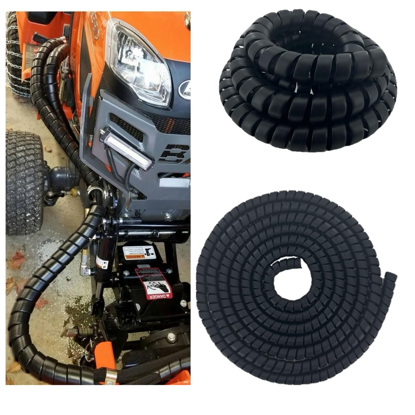 3PCS Spiral Wrap Cable Protector 1.25+1.58+2in OD x 10ft Pre-Cut Lengths Safe Hose Protector to Avoid Wear Extend Life for Hydraulic Pneumatic Hose