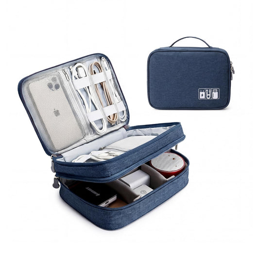 Lanola Travel Cable Organizer Bag, Electronic Accessories Case Portable Double Layer Cable Storage Bag for Cord,phone,Charger, Flash Drive, Phone, SD