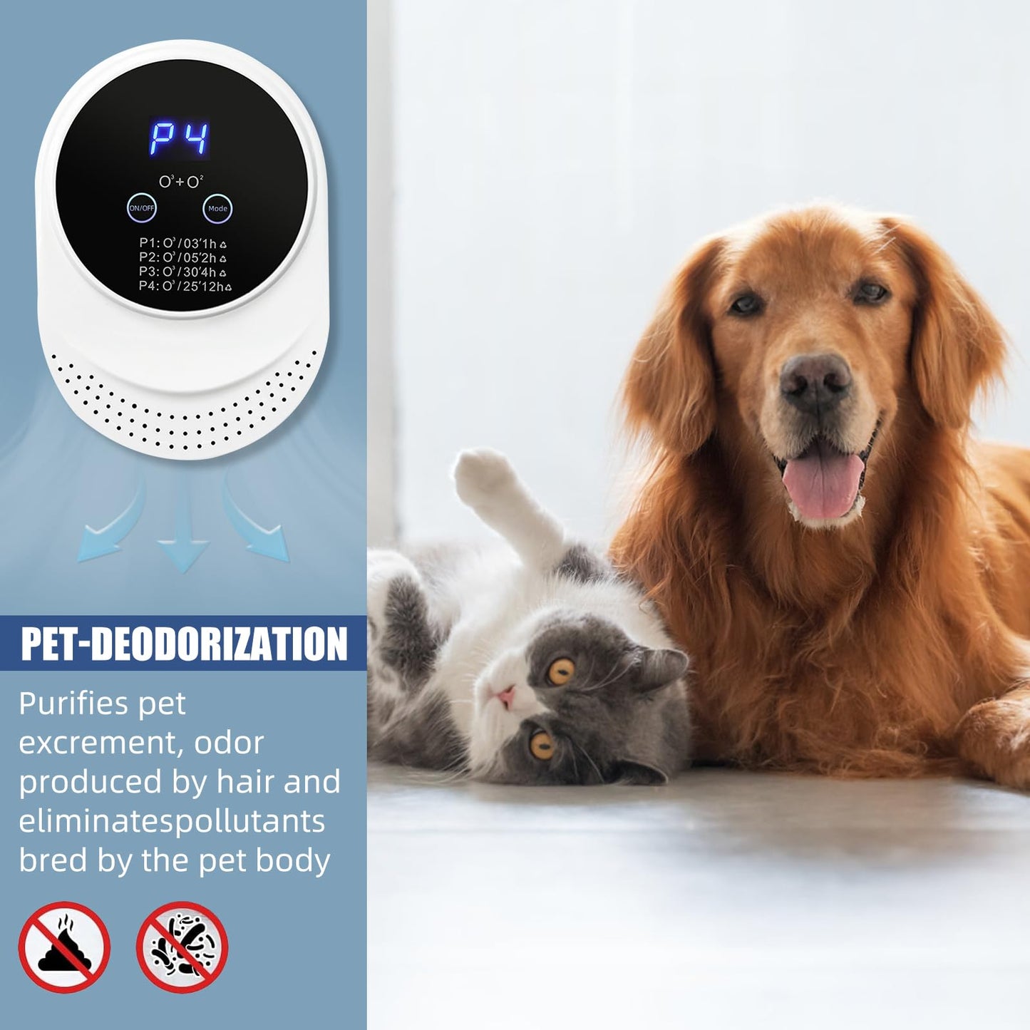 Ozone Odor Eliminator for Strong Odor Plug in Air Fresheners for Home 99% Cat Litter Deodorizer Ionizer Air Purifier Ozone for Bedroom Toilet Kitchen
