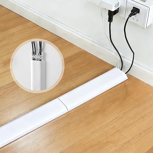 Cable Management Raceway Self Adhesive 30CM, Wall Cord Clip Concealer Channel, Wire Cover Hider for Home Office Desk TV PC(White, 2 Pack)