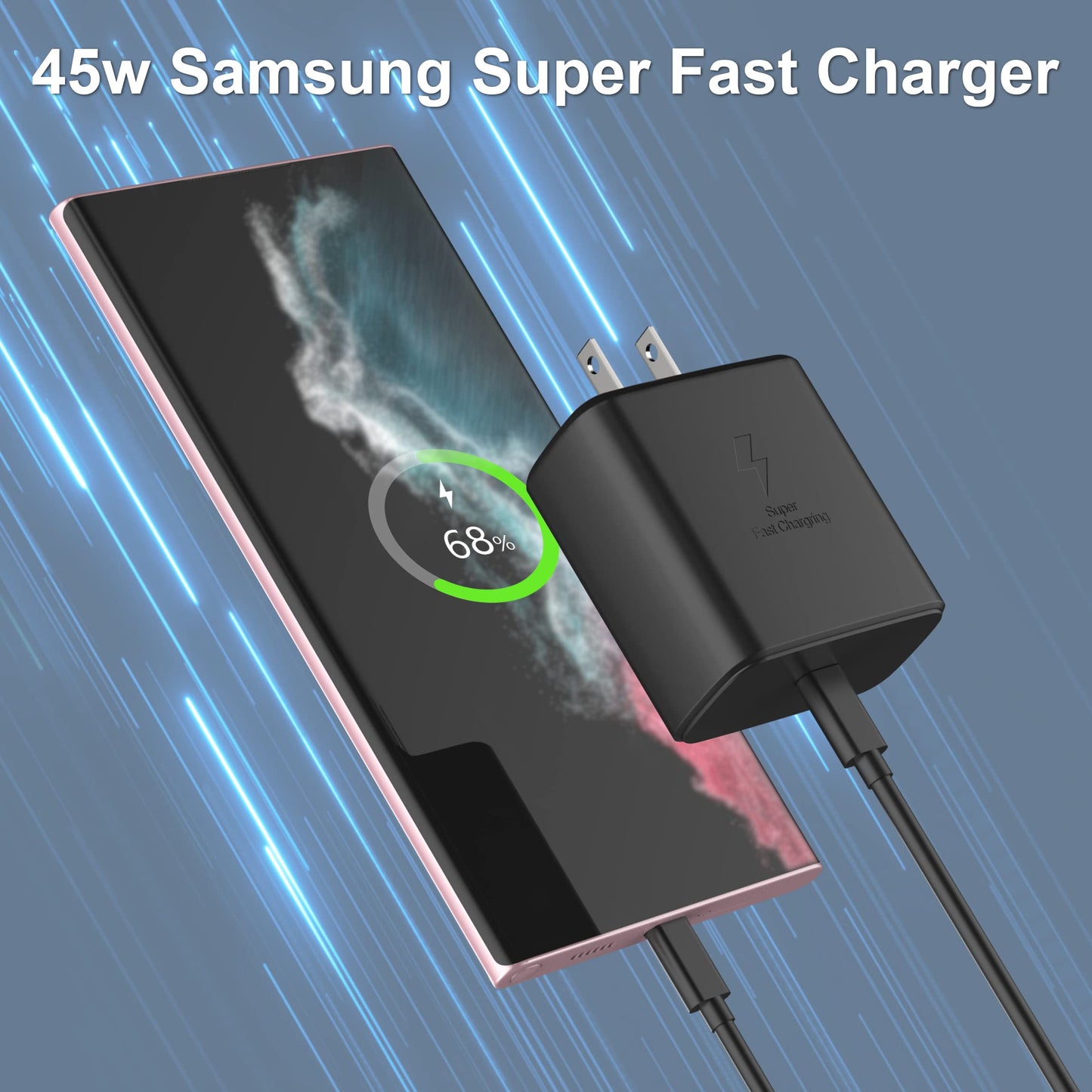 45W Super Fast Charger USB C Android Phone Charger Replacement for Galaxy S22/S22 Ultra/ S22+/Note10/S8/S9/S10/S20/S21,Galaxy Tab S7/S7+/S8/S8+/S8