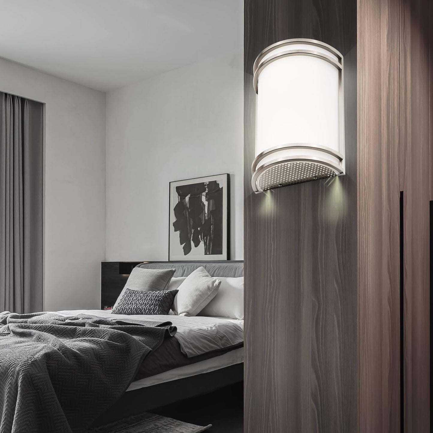 Flynix Indoor Wall Sconce, Half Cylinder Wall Light Fixture, 3000K 4000K 5000K Color Temperature Adjustable, Dimmable LED Modern Wall Light