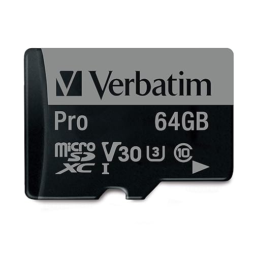 Verbatim 64GB Pro 600X microSDHC Memory Card with Adapter UHS-I V30 Class 10 Supports 4K Video Recording U3 Speed Rated Up to 90MB/s Read Speed