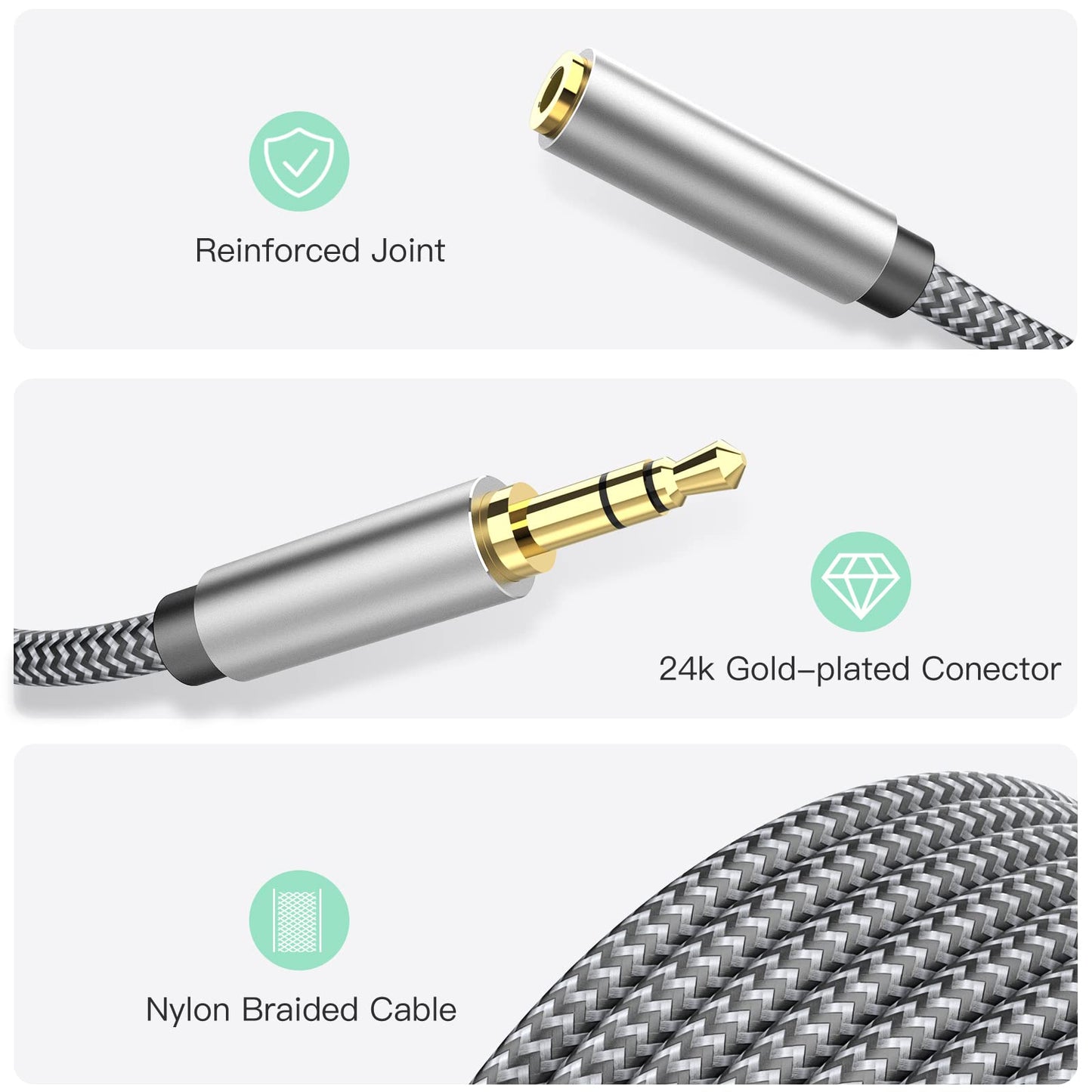 MORELECS Headphone Extension Cable 10ft - Aux 3.5mm Extension Cable Male to Female, 1/8 Inch TRS Stereo Audio Jack Extender for Car, Speaker, TV, PC (Audio Only, No Mic)