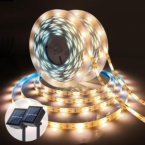 Ousam Led Solar Rope Lights Outdoor Waterproof 10FT Cuttable Solar Strip Light Dusk to Dawn with 8 Modes Tape Decorative Lighting for Outside,Sign