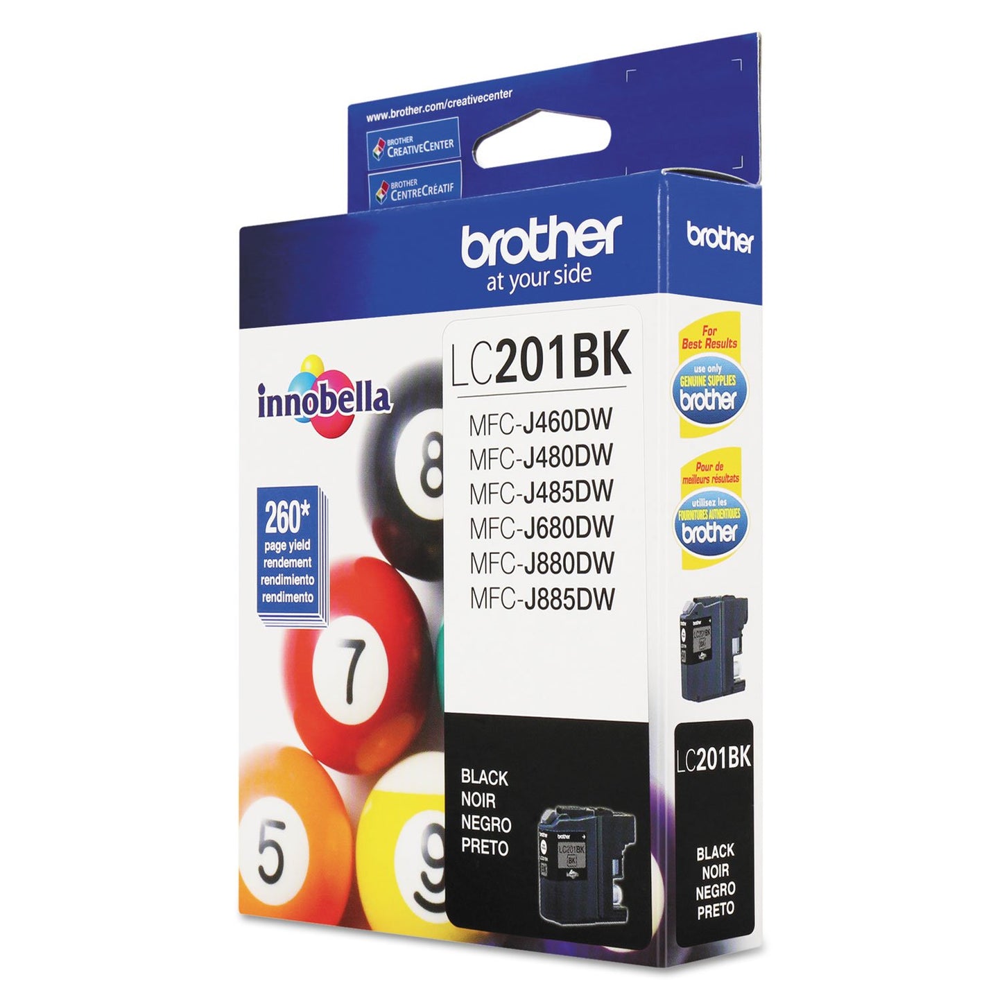 Brother Genuine Standard Yield Black Ink Cartridge, LC201BK, Replacement Black Ink, Page Yield up to 260 Pages, Amazon Dash Replenishment Cartridge