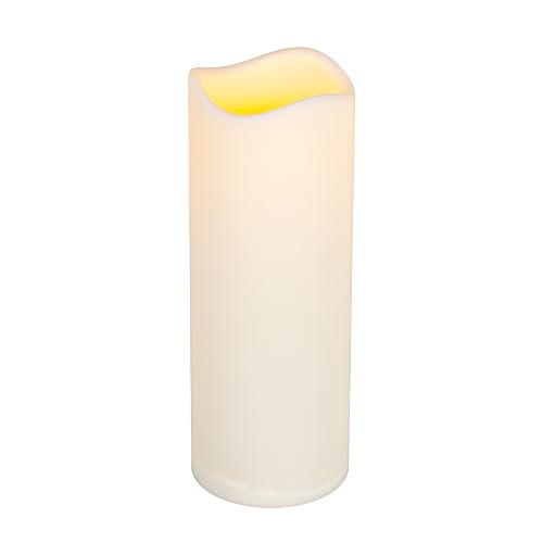 Everlasting Glow LED Indoor/Outdoor Candle With Timer, Bisque, 8" Tall X 3" Diameter