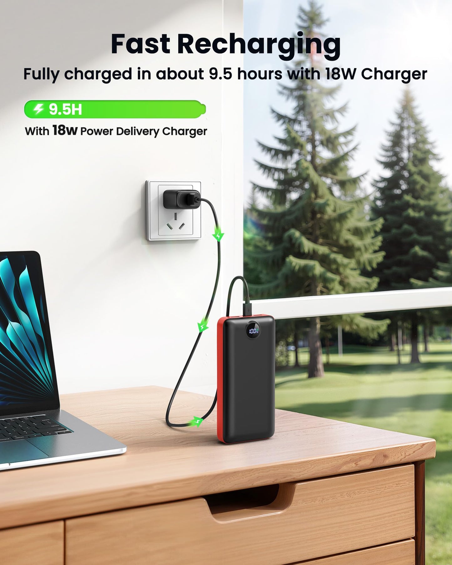 LOOPEAK Portable Charger Power Bank 50000mAh 22.5W Fast Charging Battery Bank USB C External Battery Pack with 3 Output & 2 Input Digital Display
