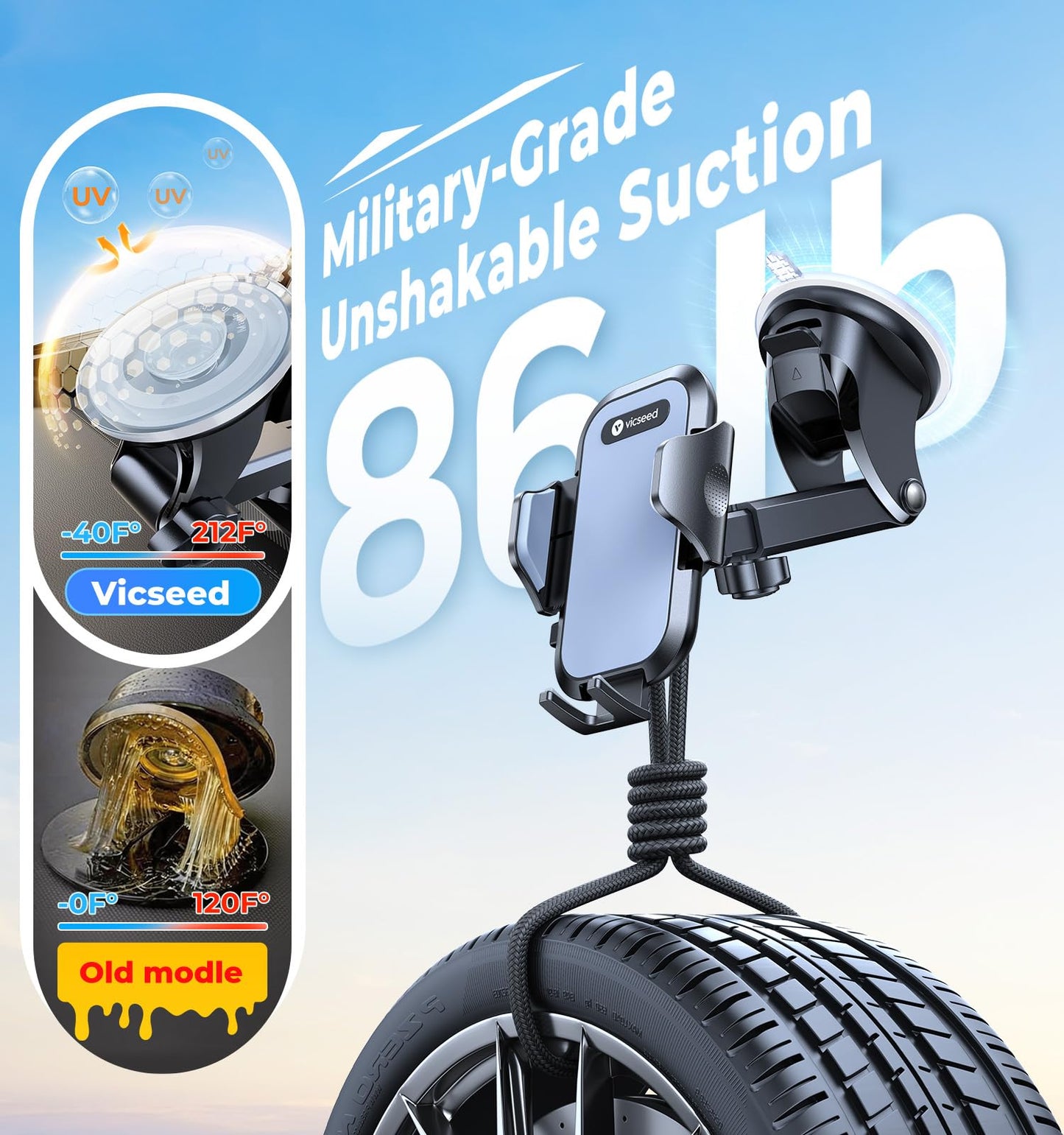 VICSEED [No.1 Powerful Suction] [Rally Racing-Grade Stability] Phone Holders for Your Car 2026 Upgraded Car Phone Holder Mount Truck Stand