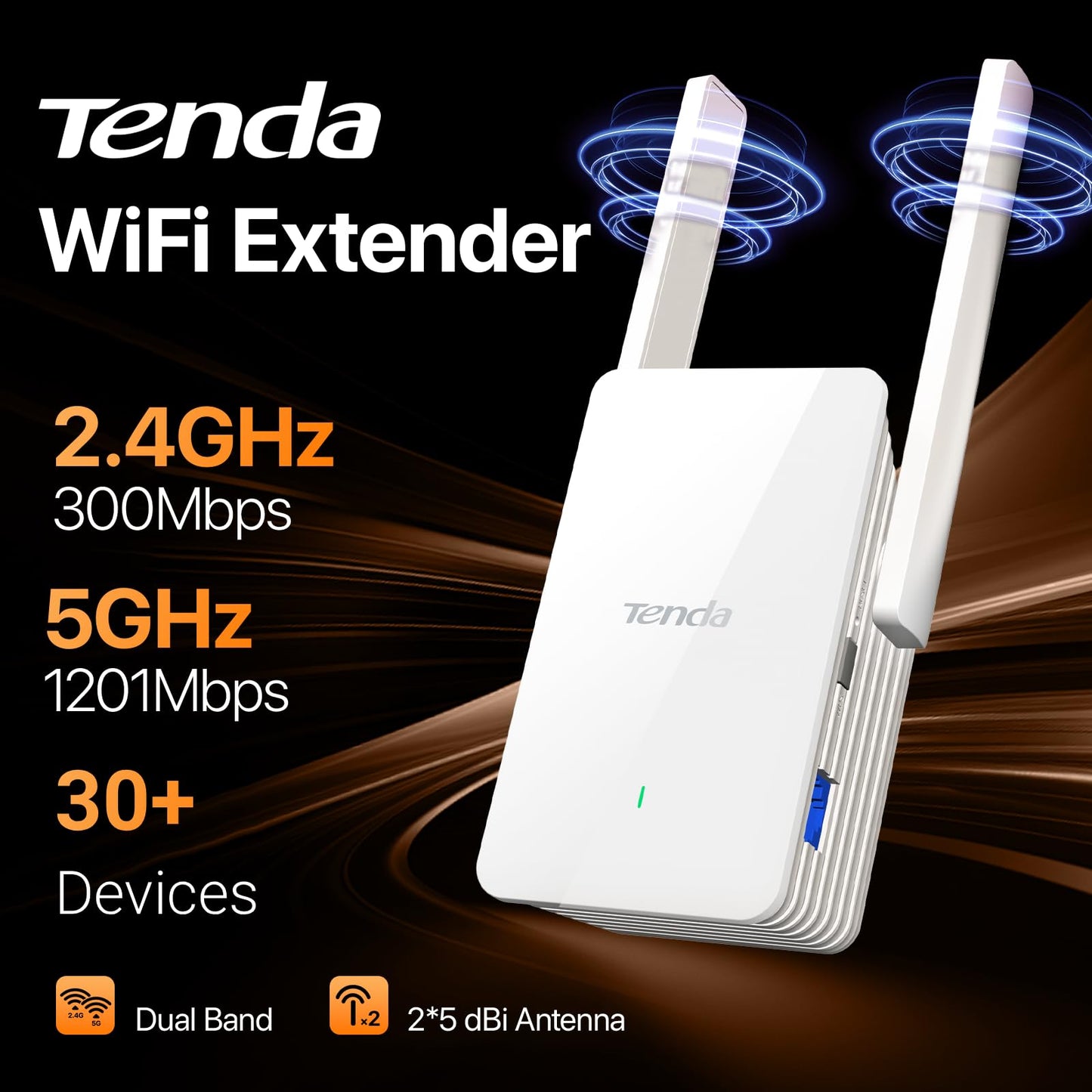Tenda AX1500 WiFi 6 Range Extender, WiFi Signal Booster for Home Up to 1500sg.ft and 30+ Devices, Dual Band WiFi Extender Booster with Gigabit