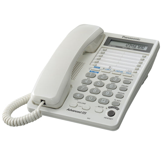 Panasonic 2-Line Integrated Corded Telephone System with 16-Digit LCD, Speakerphone, Clock, Hearing Aid Compatibility and 3-Way Conferencing