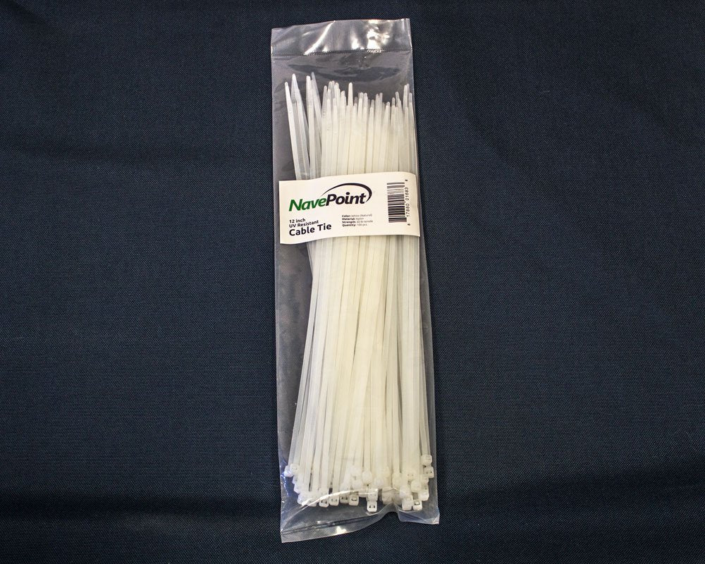 NavePoint 12 Inch Nylon Cable Wire Zip Tie 40 lbs - Natural White 100 Pack Lot Pcs Qty