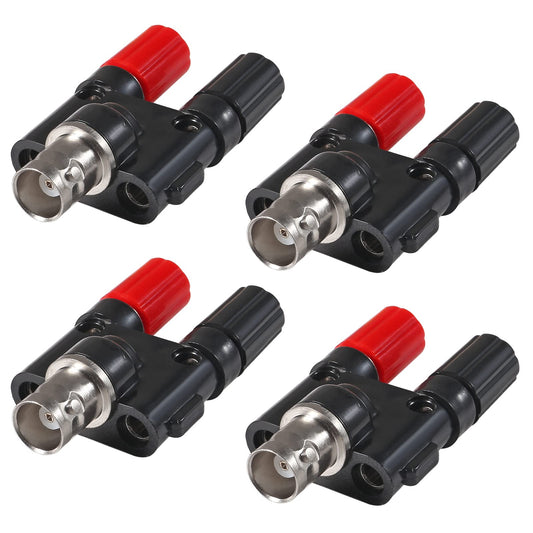 DIANN 4pcs BNC Female Plug to 2X 4mm Dual Banana Female Connector BNC Banana Adapter RF Coax Coaxial Splitter