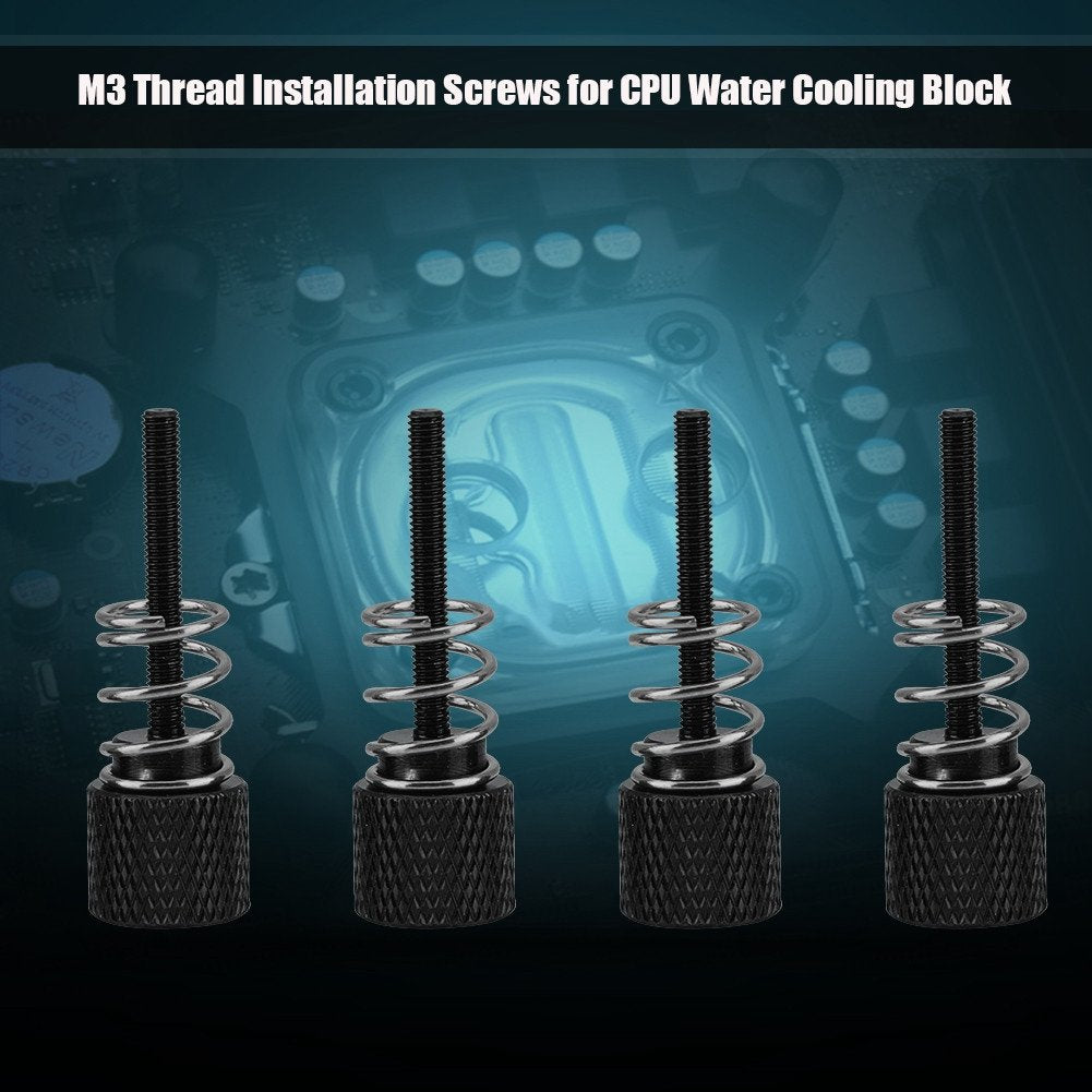 Rcher-R CPU Water Cooling Block Screw,4pcs Aluminum M3 Installation Screws for CPU Water Cooling Block for 1150/1151 / 1155/1156 / 1366/775(Black)